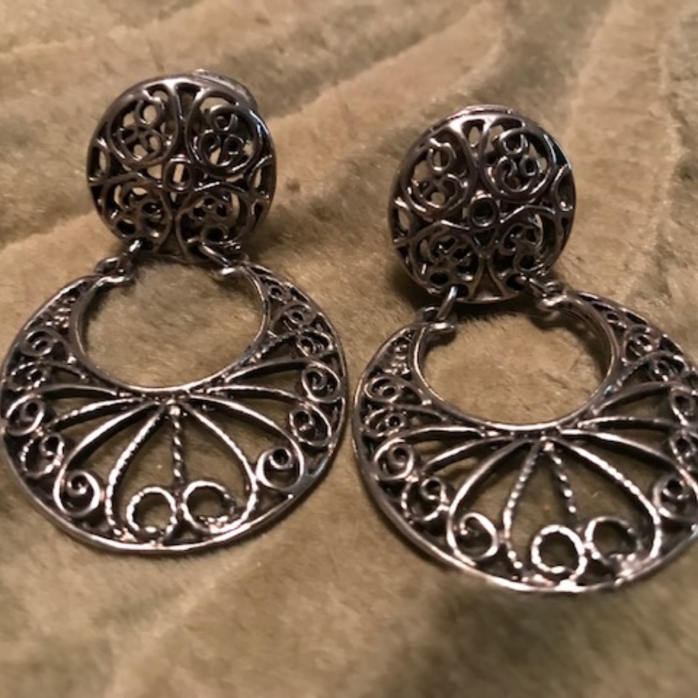 Silver Filigree Clip Earrings